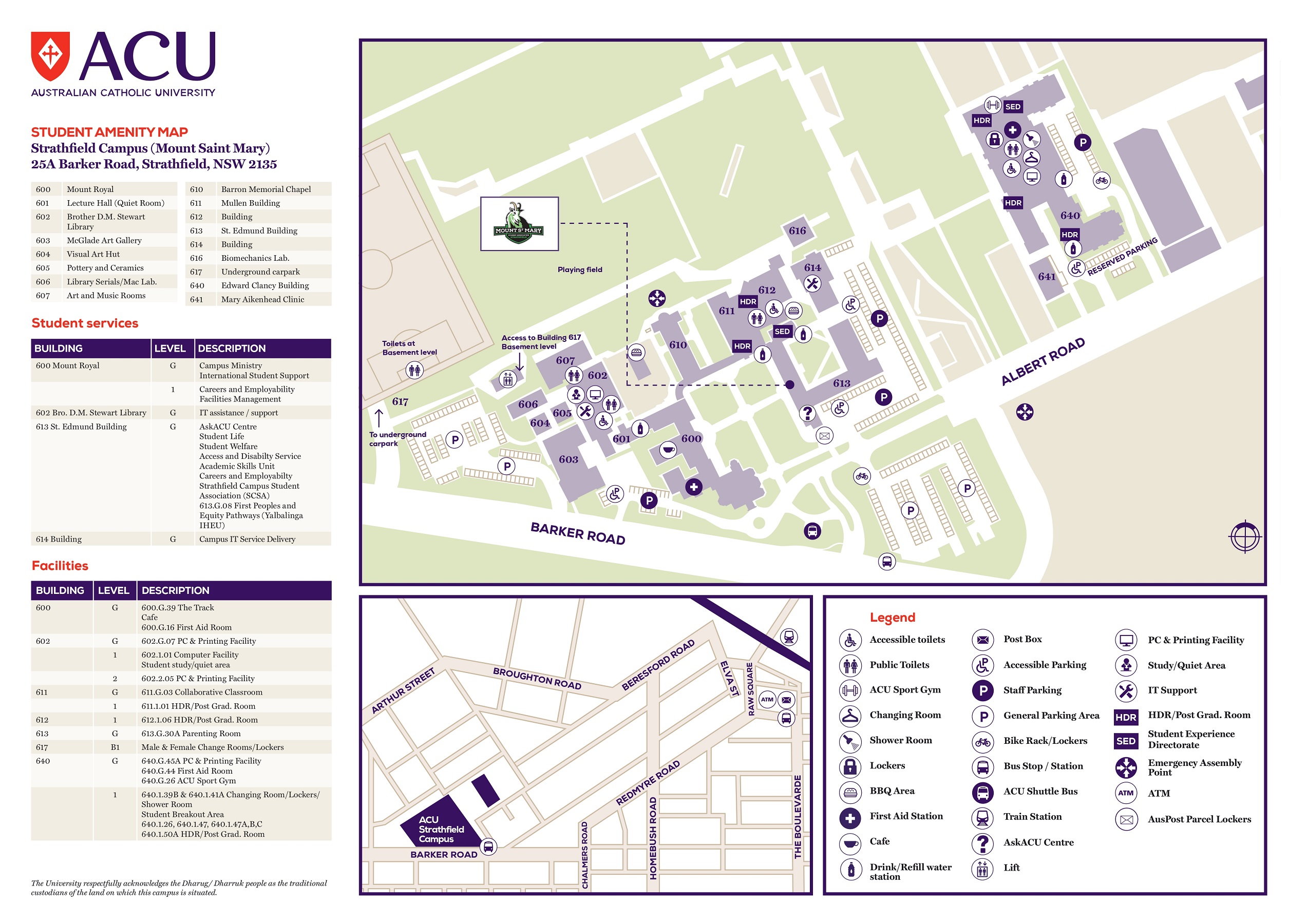 Strathfield student amenities map