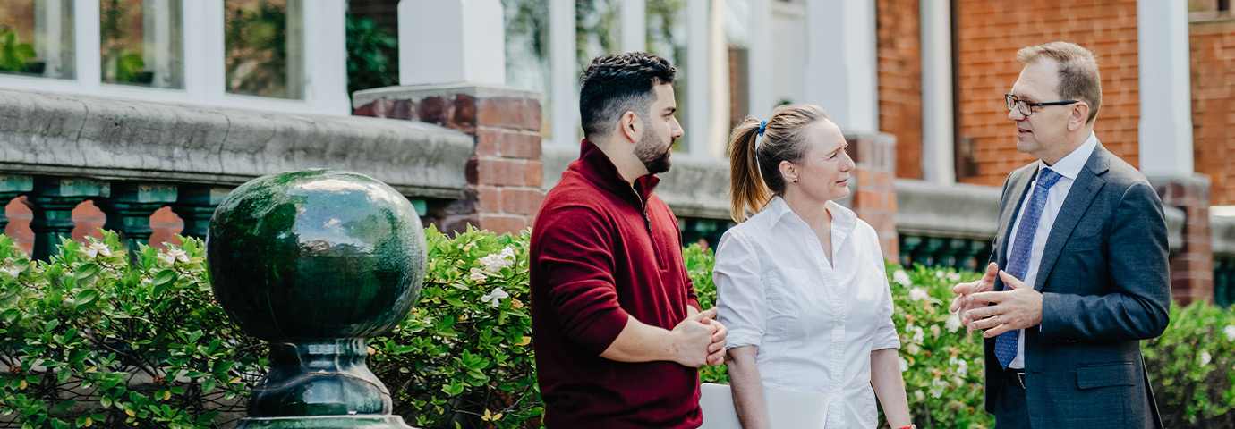 Vice-Chancellor and President of Australian Catholic University, Professor Zlatko Skrbis talking with students