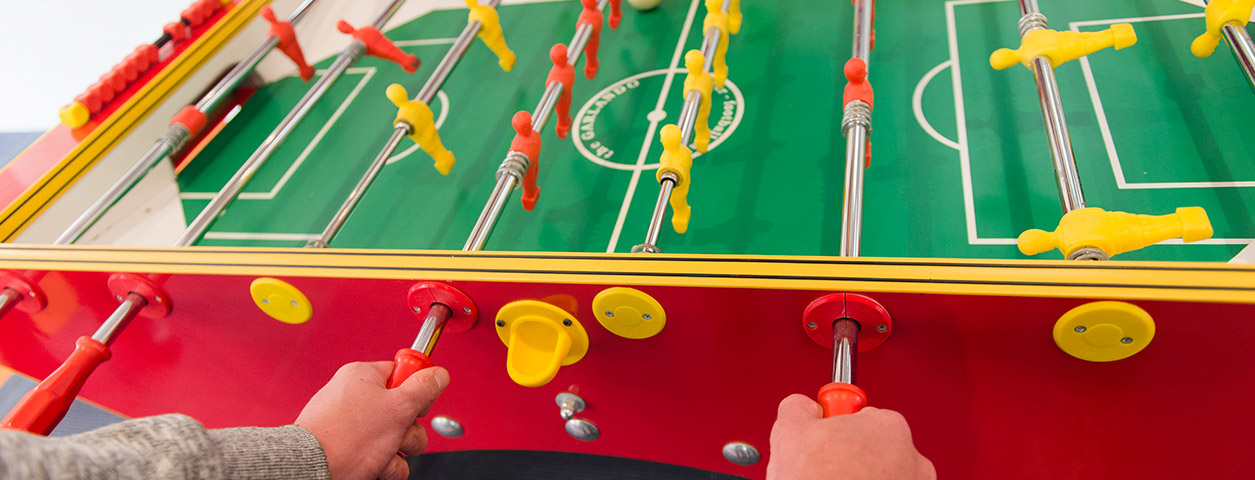 A foosball table
