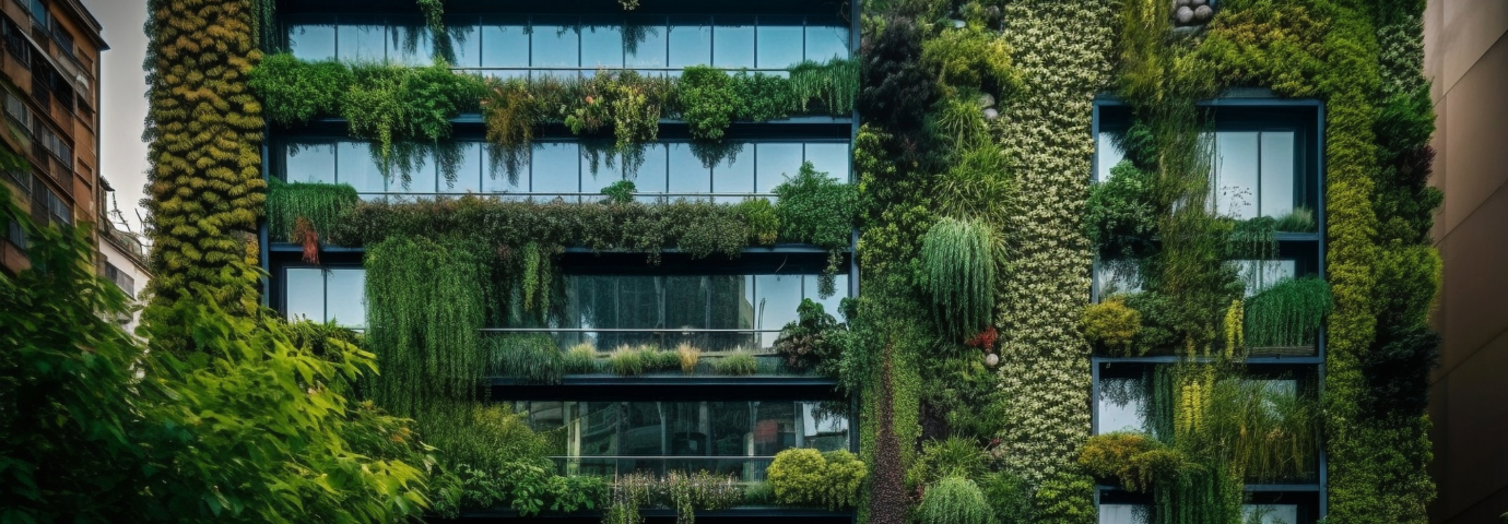 Modern Building with vertical garden