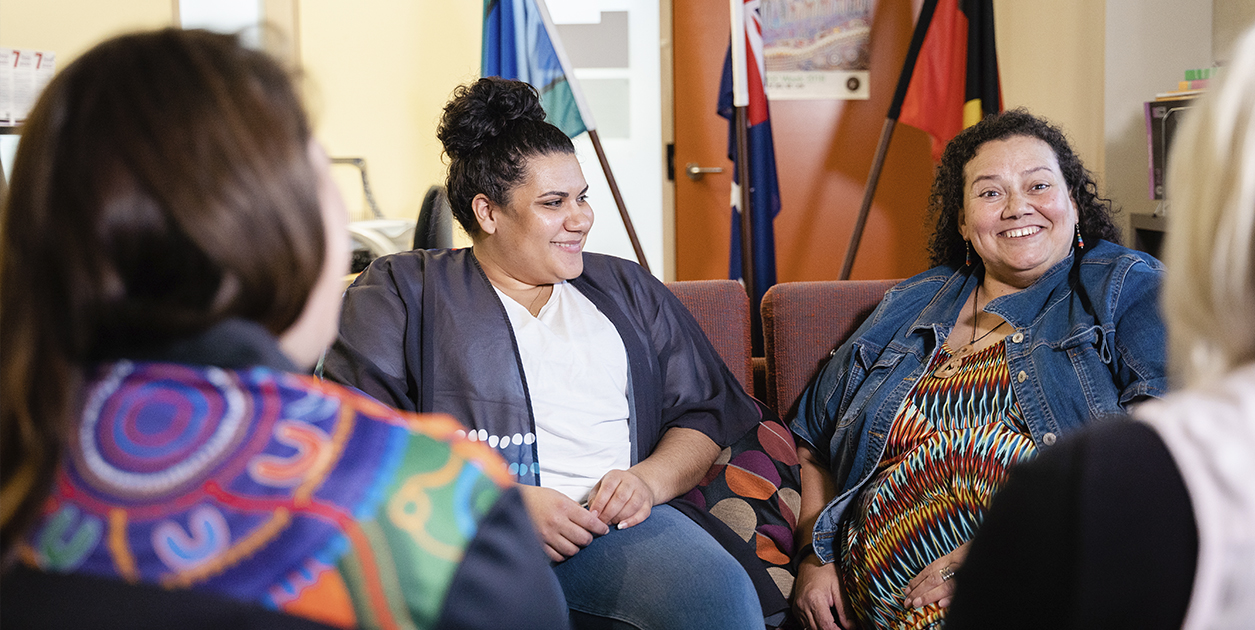 ACU Indigenous leadership students talking on campus
