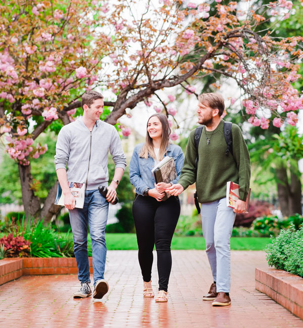 People talking on footpath