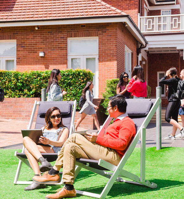 Sitting in chair chatting