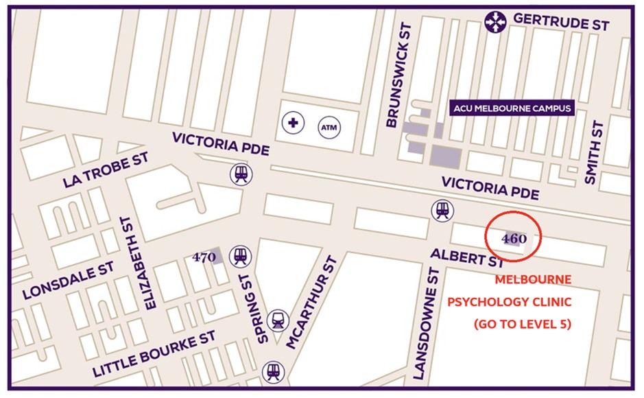 map of Melbourne Psychology Clinic's location