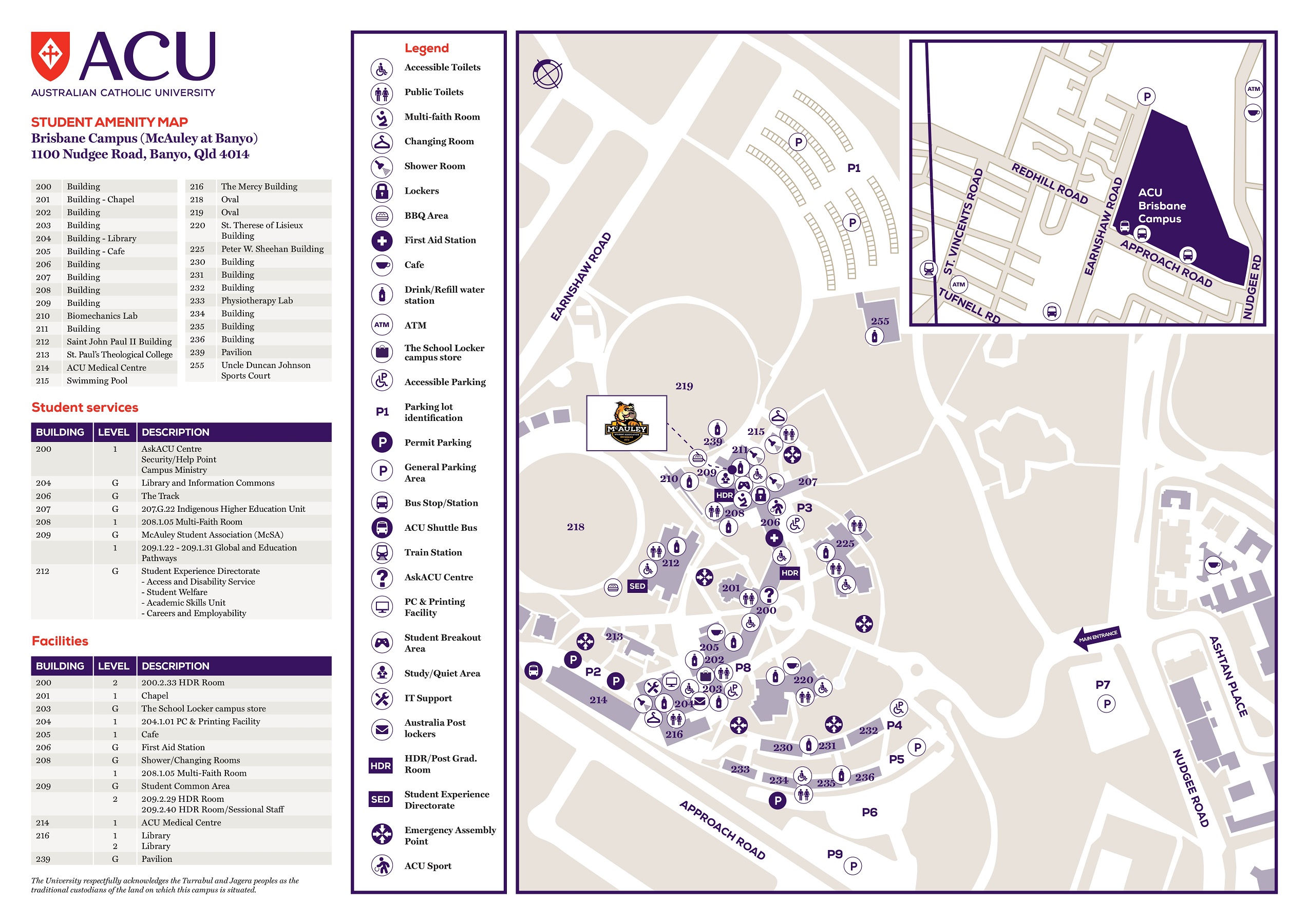 Brisbane Campus amenity map