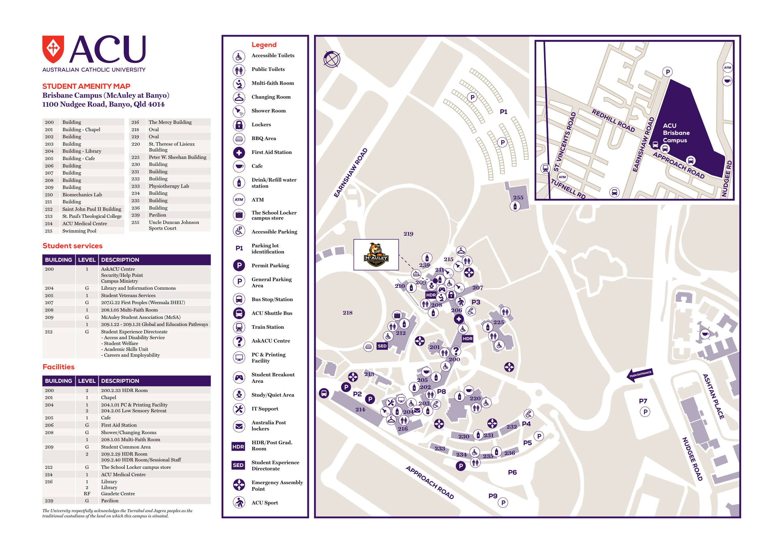 Brisbane Campus amenity map