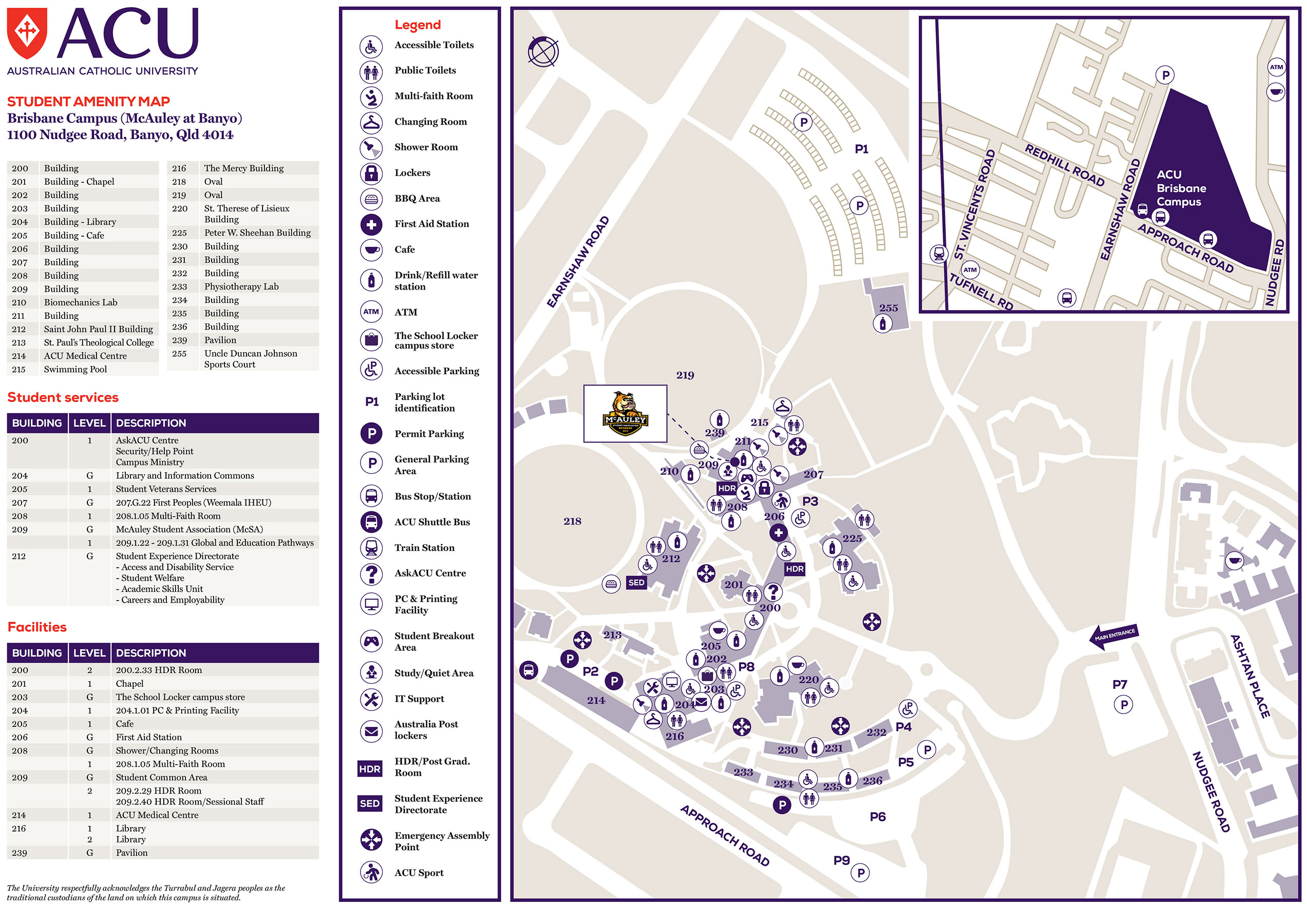 Brisbane Campus amenity map