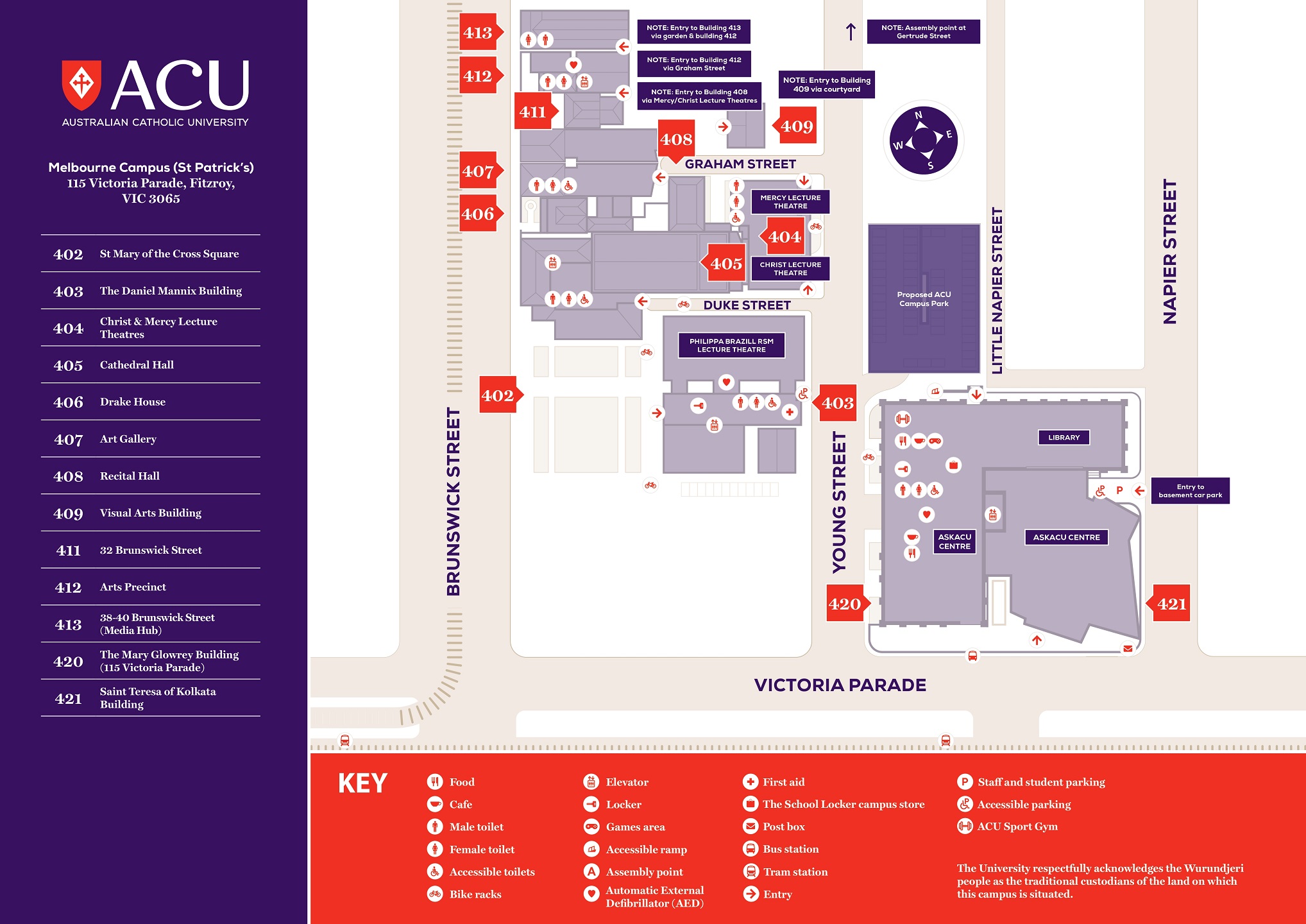 map of Melbourne campus