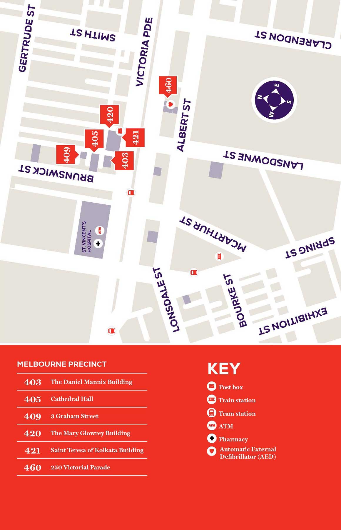 map of Melbourne campus site overview