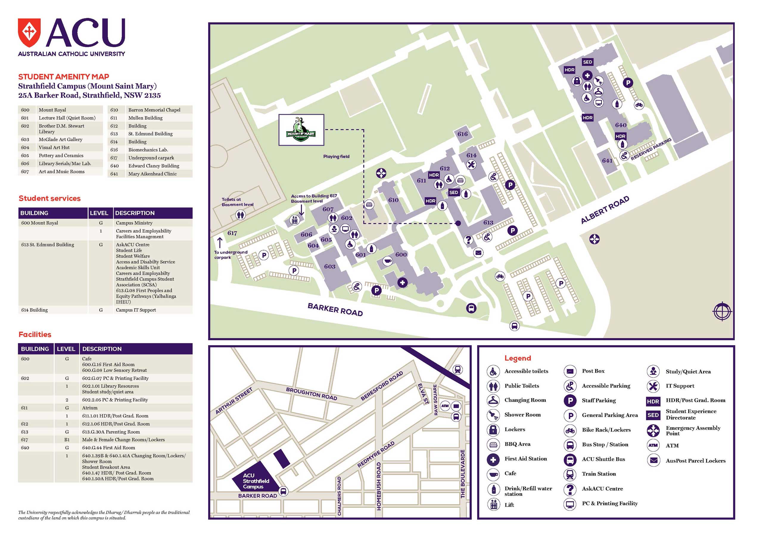 Strathfield student amenities map