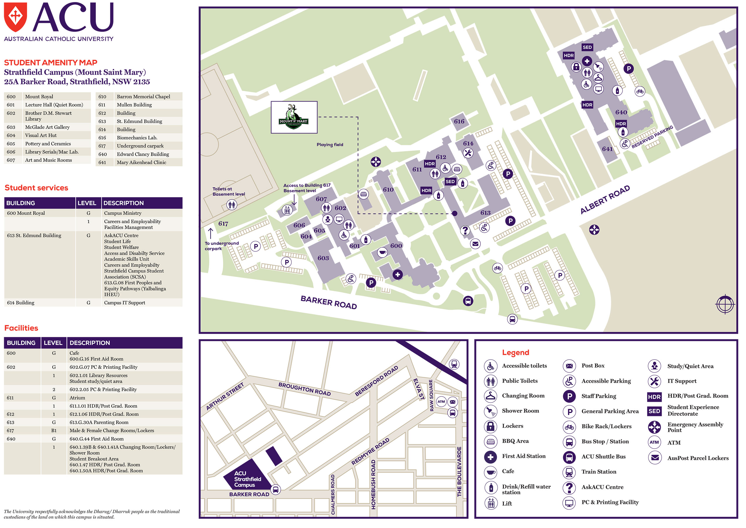 Strathfield student amenities map