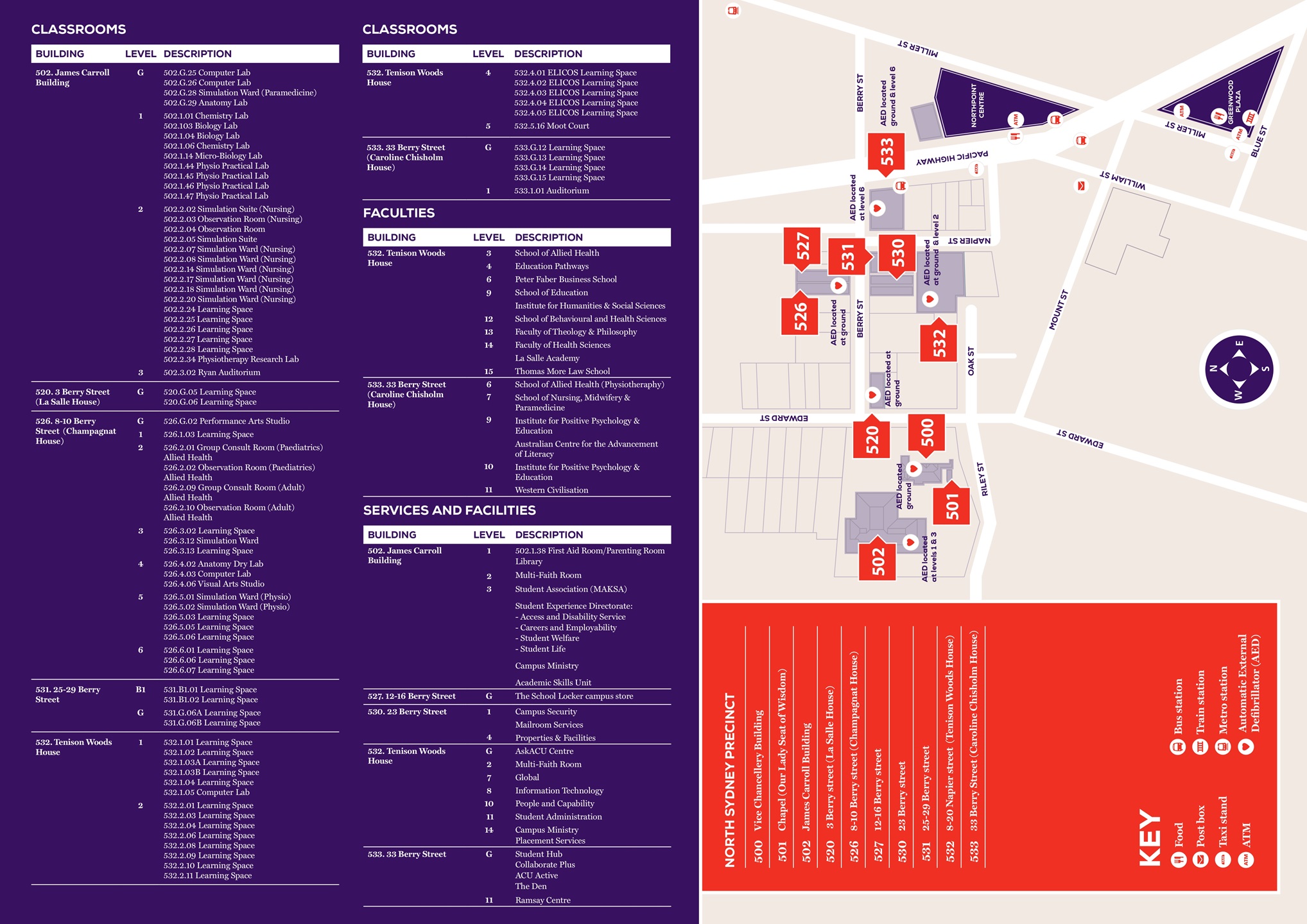 map of north sydney campus