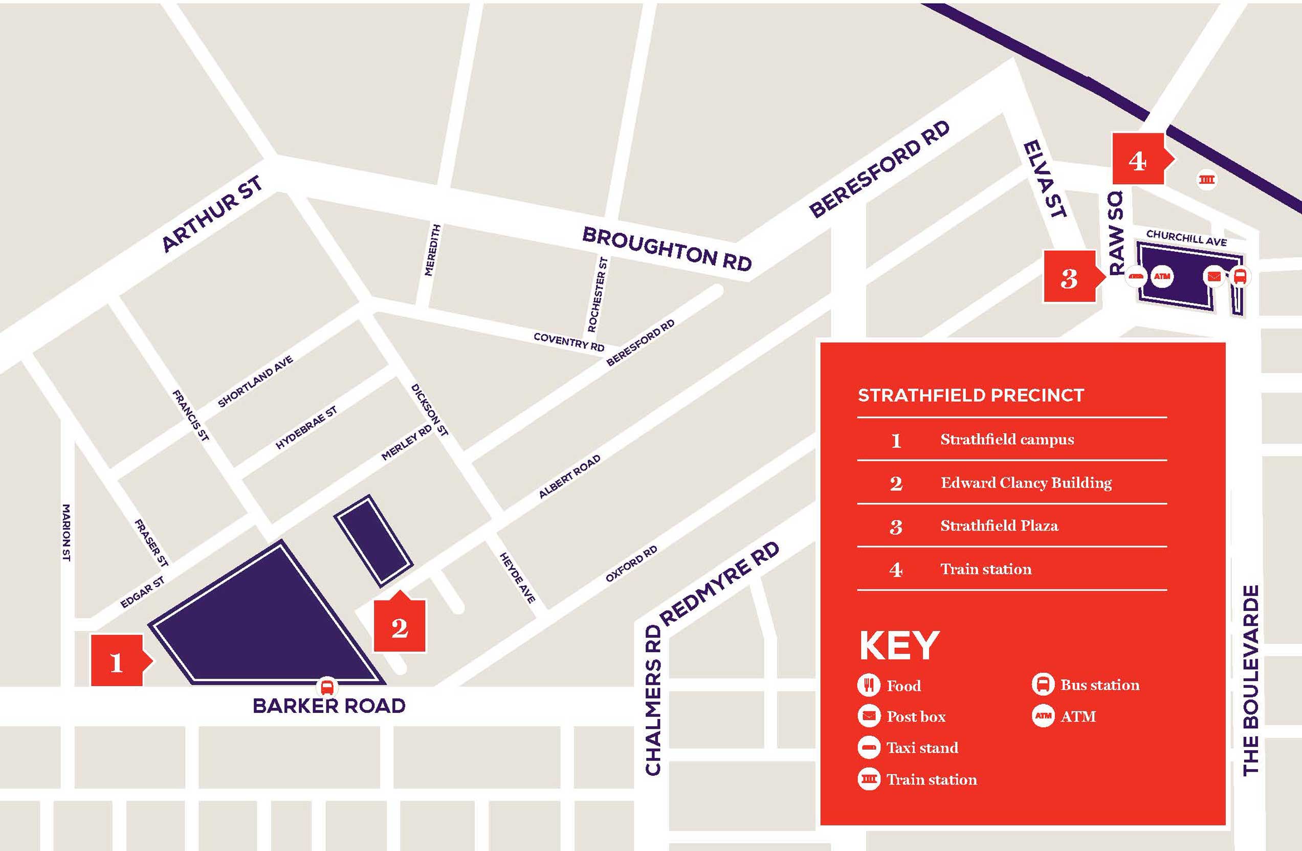 map of Strathfield Campus surroundings